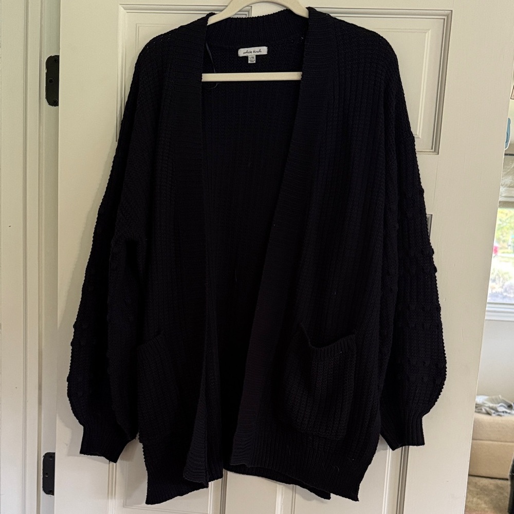 White Birch Black Open-Front Cardigan